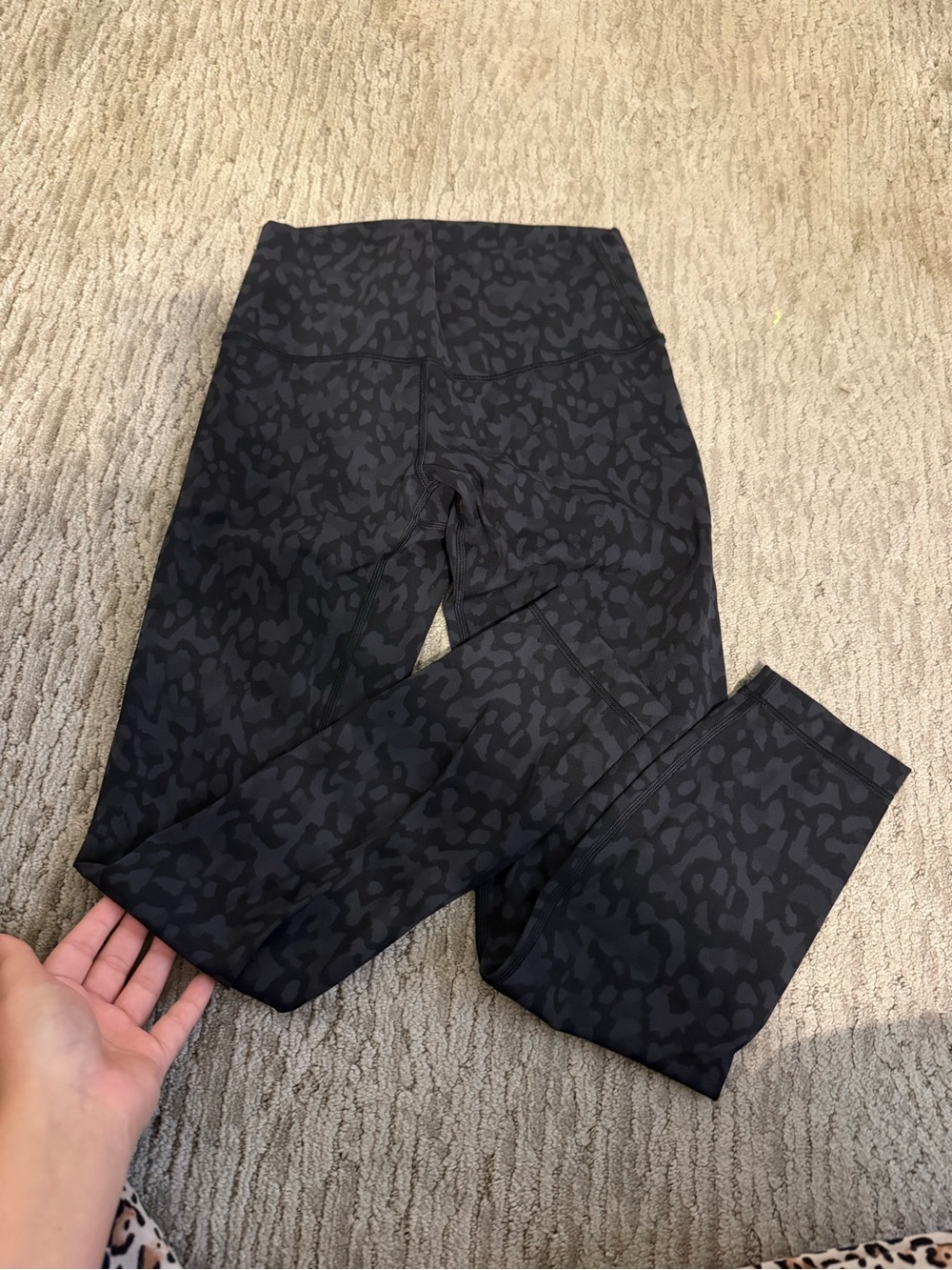 lululemon athletica Charcoal Black Leopard-Print Leggings 25”